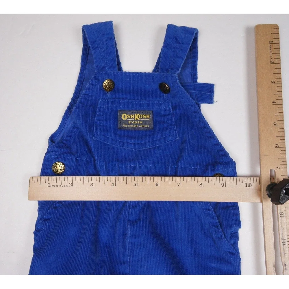 Vintage OshKosh B'gosh Blue Corduroy Footed Overalls Vestbak 3-6 Months USA Made